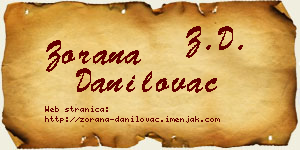 Zorana Danilovac vizit kartica